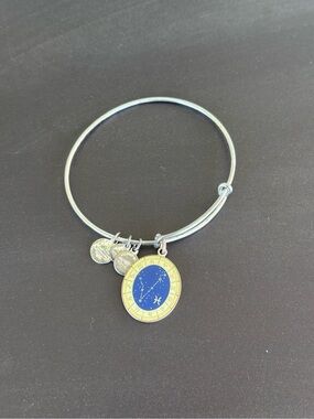 Alex and Ani Silver Bracelet with Blue and silver Zodiac Charm